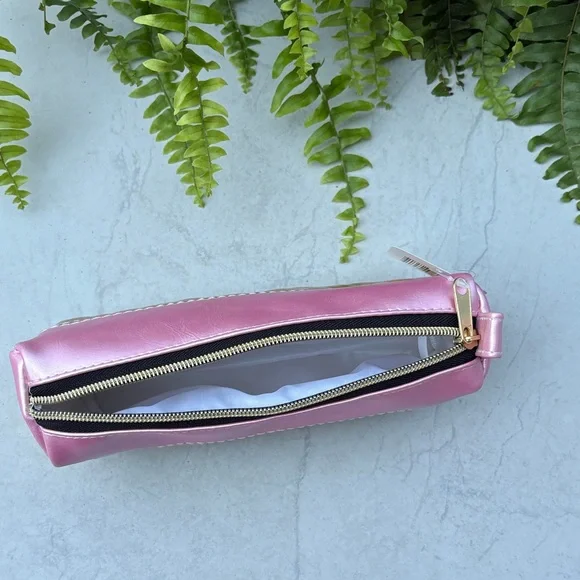 Stylish Pink and Gold Quilted Cosmetic Bag / Pencil Pouch NWT - Picture 2 of 6